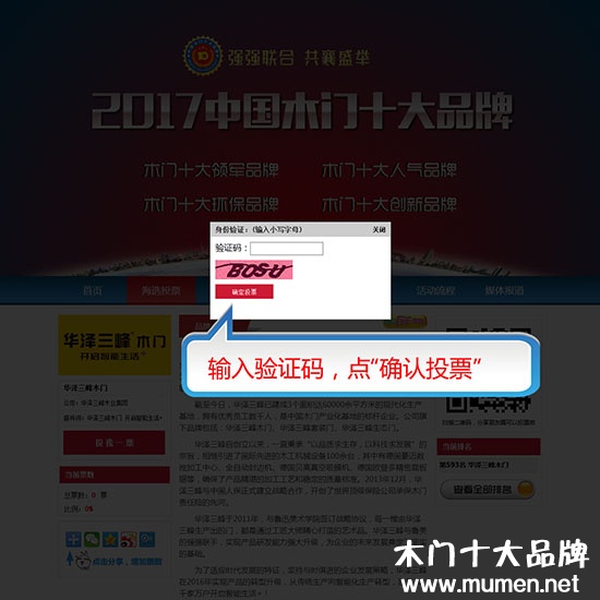 2017中国木门十大品牌网络投票方式